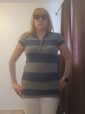 Streetwear Society Navy and Gray Striped Polo Tee
